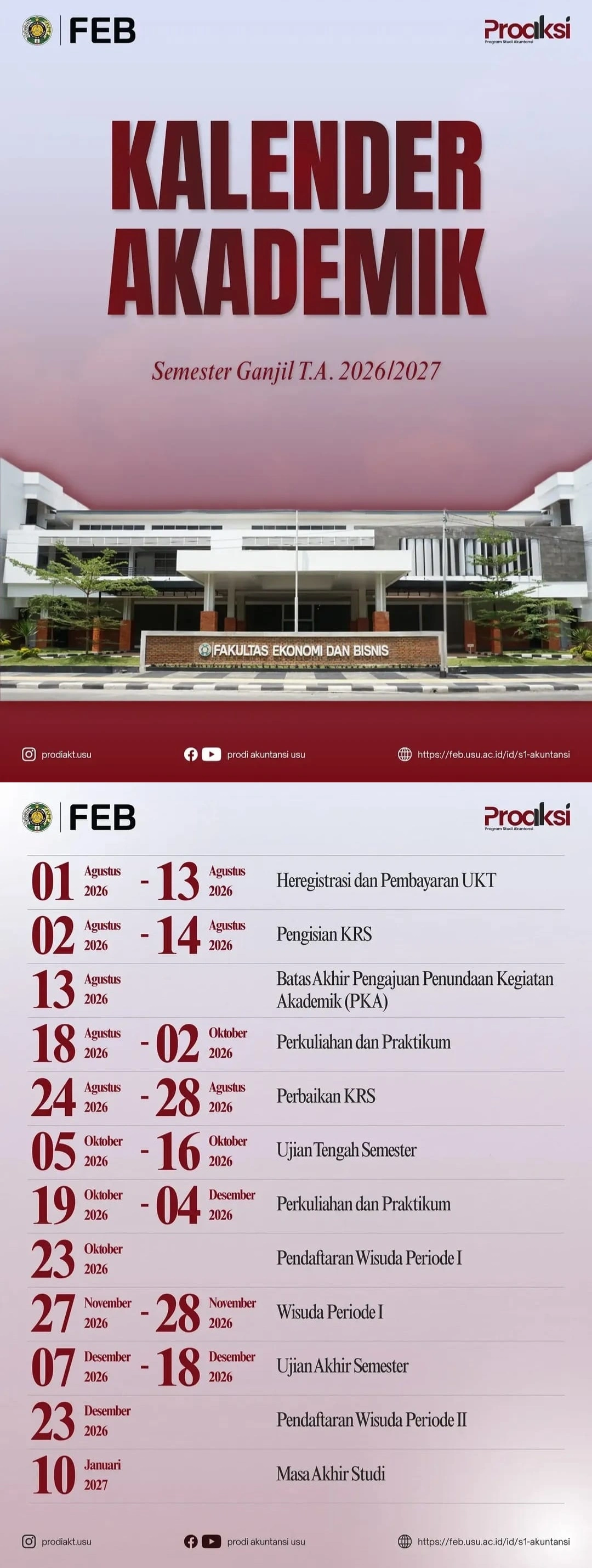 Kalender Akademik Semester Ganjil USU T.A 2026/2027